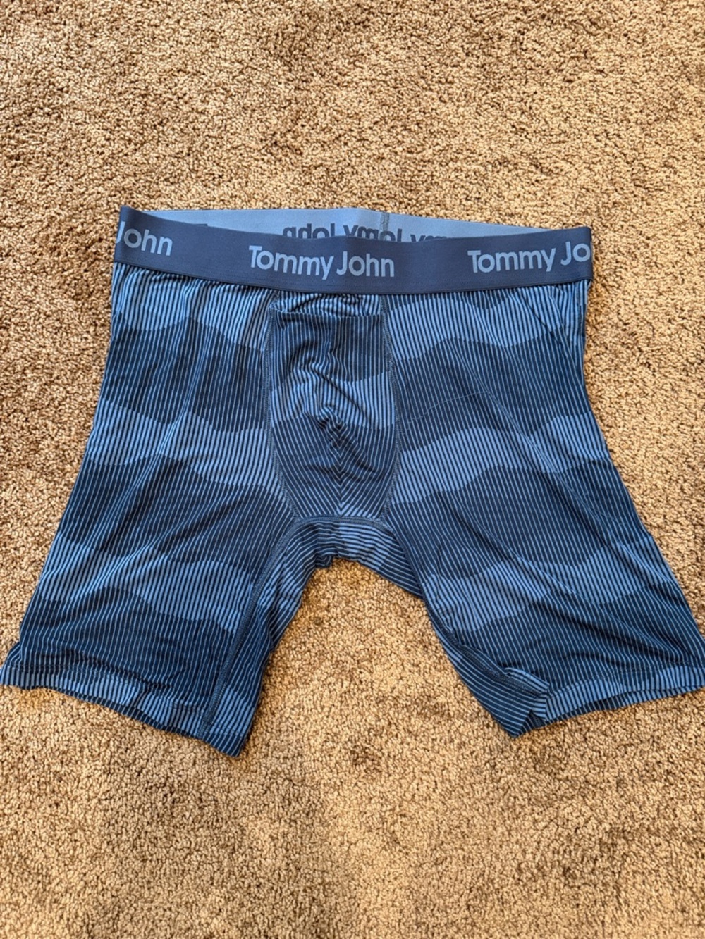 Tommy John Navy and Light Blue Striped Second Skin 8” Boxer Briefs